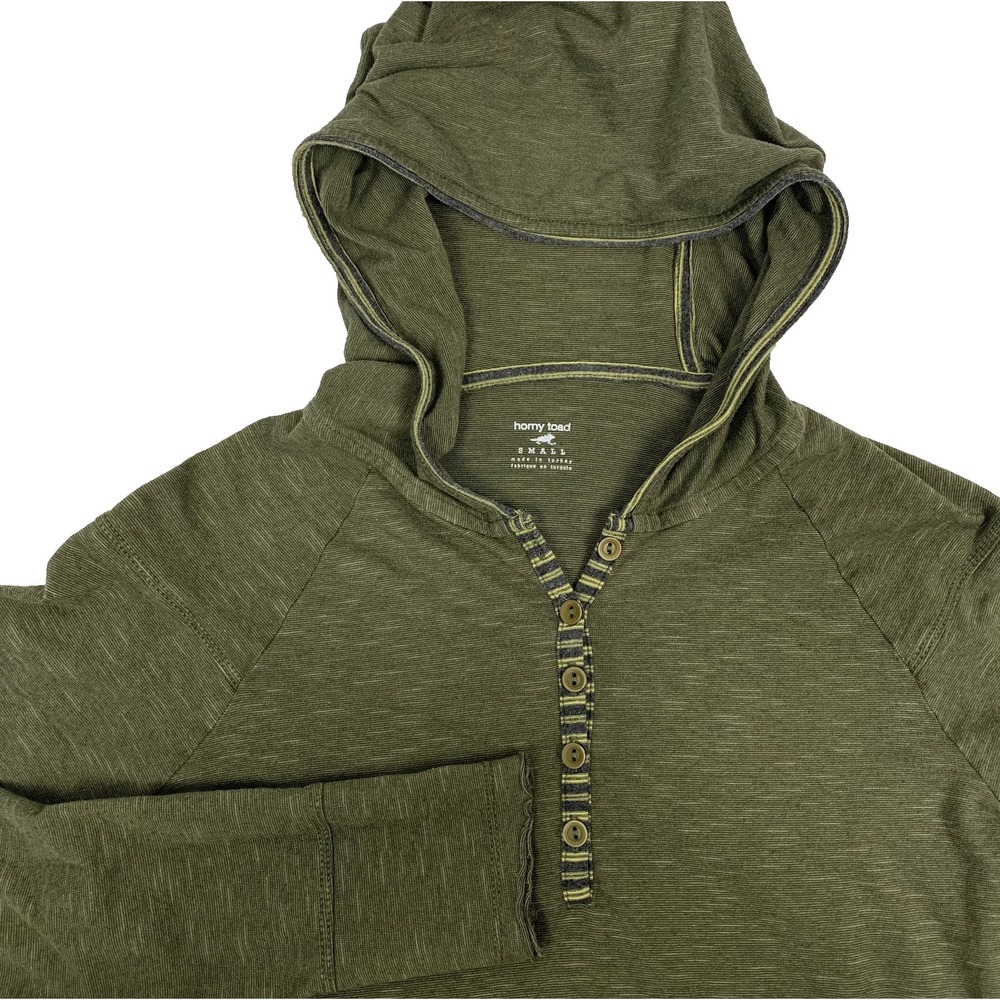 VTG Horny Toad Toad&Co Hooded Henley Pullover Women’s Small Olive Green Hoodie